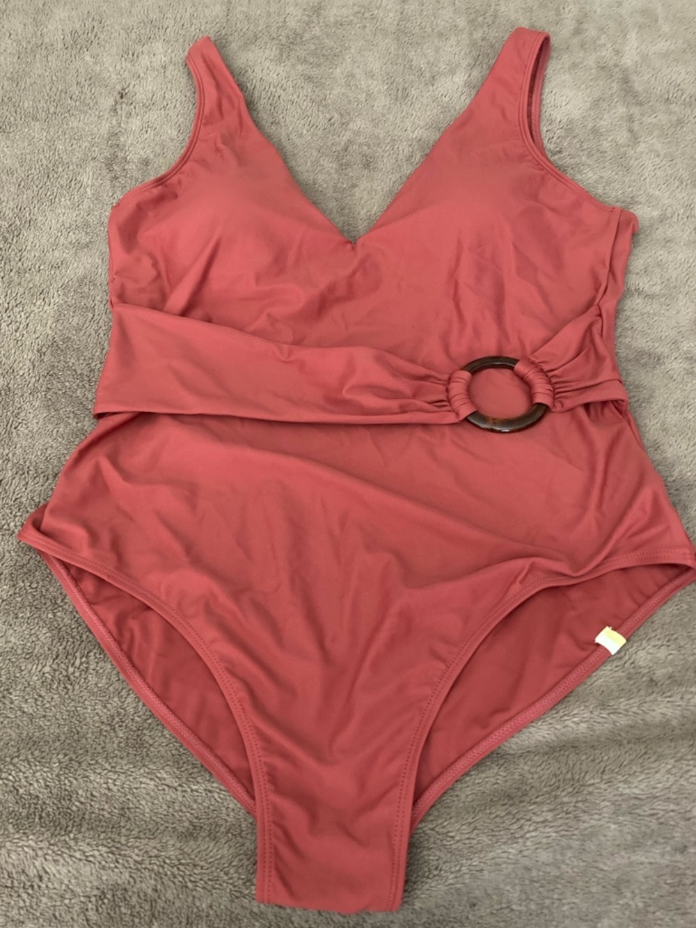 Womens One-Piece Swimsuit in Rust with Ring Detail